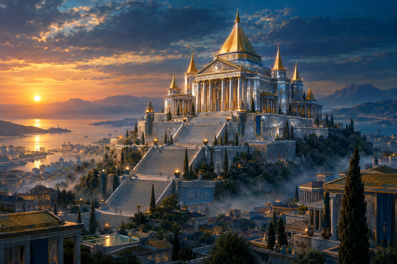 Un temple couvert d'argent aux toits dorés, au centre d'une cité